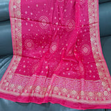 Pink Chinon Bandhani Brocade Dupatta