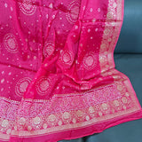 Pink Chinon Bandhani Brocade Dupatta