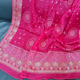 Pink Chinon Bandhani Brocade Dupatta