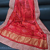 Kareena Kapoor Inspired Red Bandhani Gaji Silk Dupatta