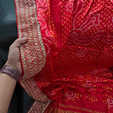 Kareena Kapoor Inspired Red Bandhani Gaji Silk Dupatta