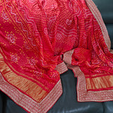 Kareena Kapoor Inspired Red Bandhani Gaji Silk Dupatta