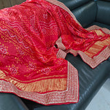Kareena Kapoor Inspired Red Bandhani Gaji Silk Dupatta