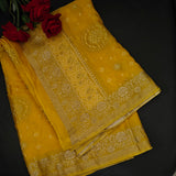 Yellow Chinon Bandhani Brocade Dupatta
