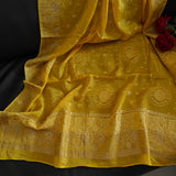 Yellow Chinon Bandhani Brocade Dupatta
