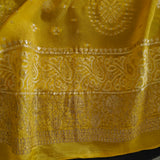 Yellow Chinon Bandhani Brocade Dupatta