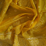 Yellow Chinon Bandhani Brocade Dupatta