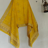 Yellow Chinon Bandhani Brocade Dupatta