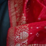 Red Chinon Bandhani Brocade Dupatta