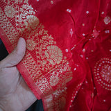 Red Chinon Bandhani Brocade Dupatta