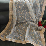 White Organza Dupatta with Gold embroidery