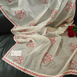 Heavy all over transparent sequins Dupatta. White Red Dupatta