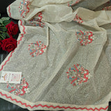 Heavy all over transparent sequins Dupatta. White Red Dupatta