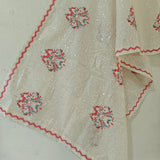 Heavy all over transparent sequins Dupatta. White Red Dupatta