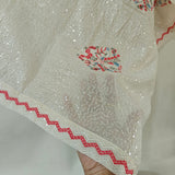 Heavy all over transparent sequins Dupatta. White Red Dupatta