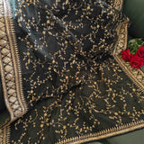 Black Organza all over embroidery Dupatta