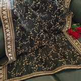 Black Organza all over embroidery Dupatta