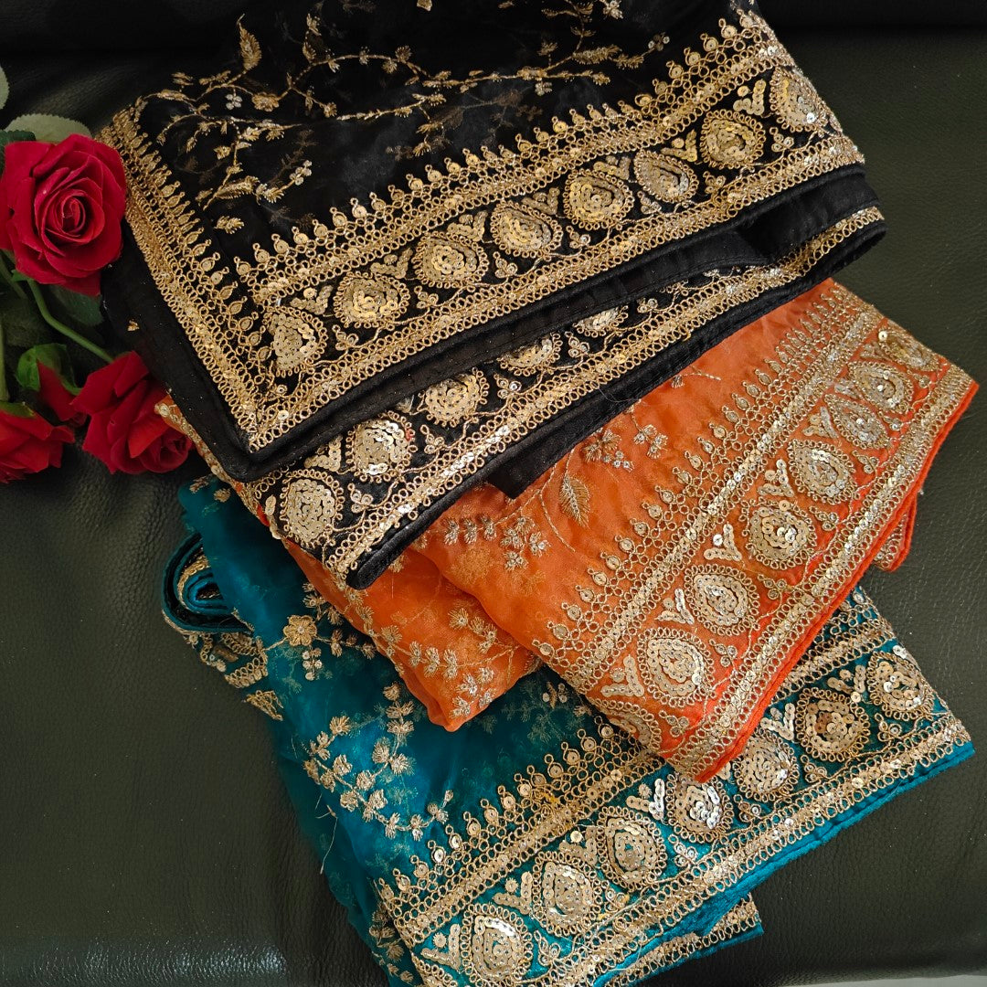 Black Organza all over embroidery Dupatta