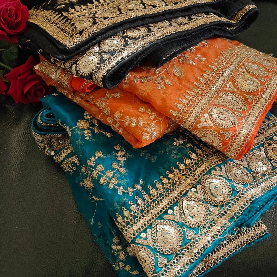 Black Organza all over embroidery Dupatta