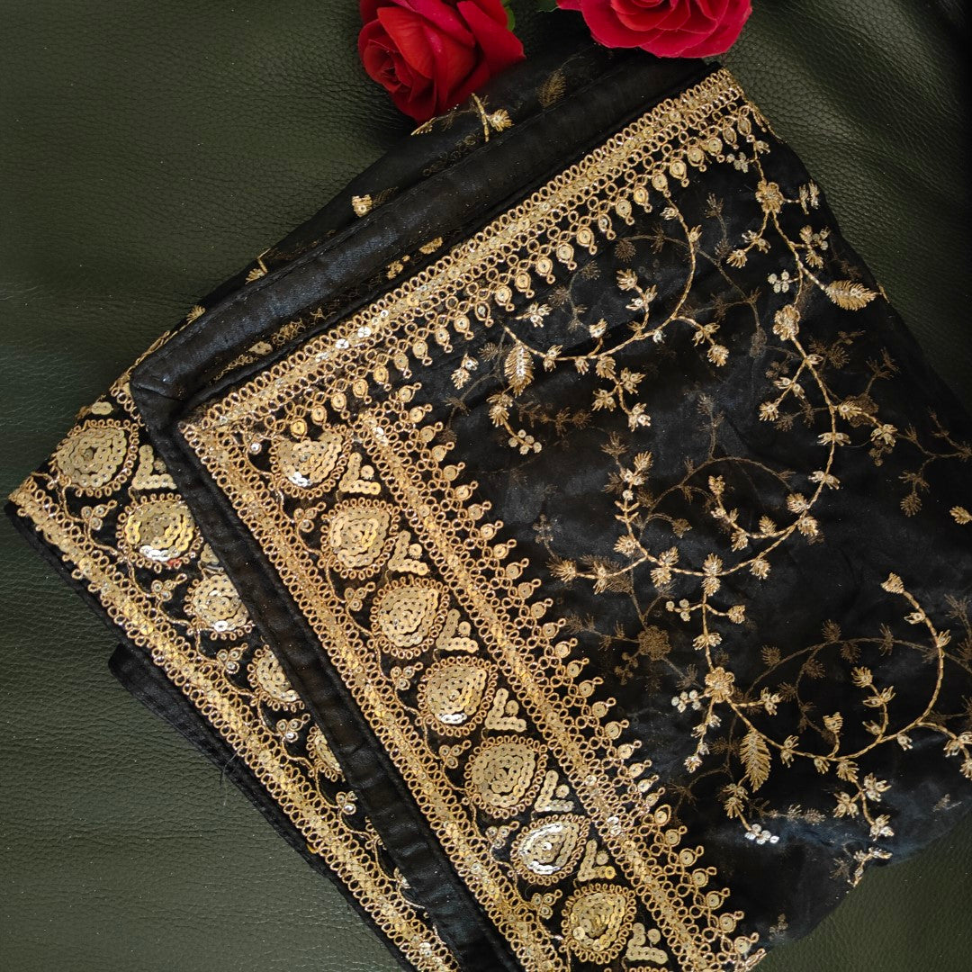 Black Organza all over embroidery Dupatta