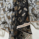 Black net sequin embroidered dupatta
