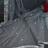 Grey SIlver Net dupatta