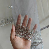 Grey SIlver Net dupatta