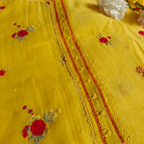 Pure Maheshwari Yellow Designer Dress material