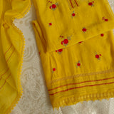 Pure Maheshwari Yellow Designer Dress material
