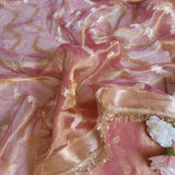 Pink Pure Silk Tissue Banarasi Suits