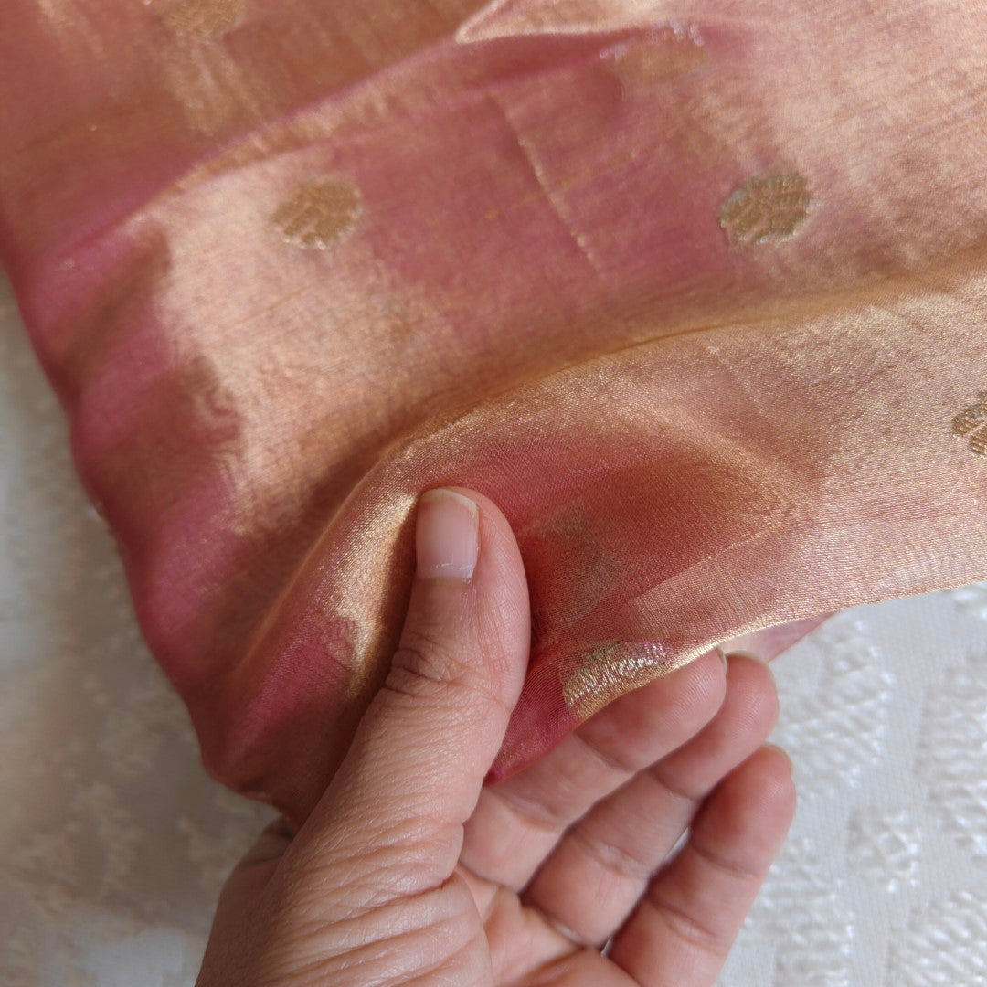 Pink Pure Silk Tissue Banarasi Suits