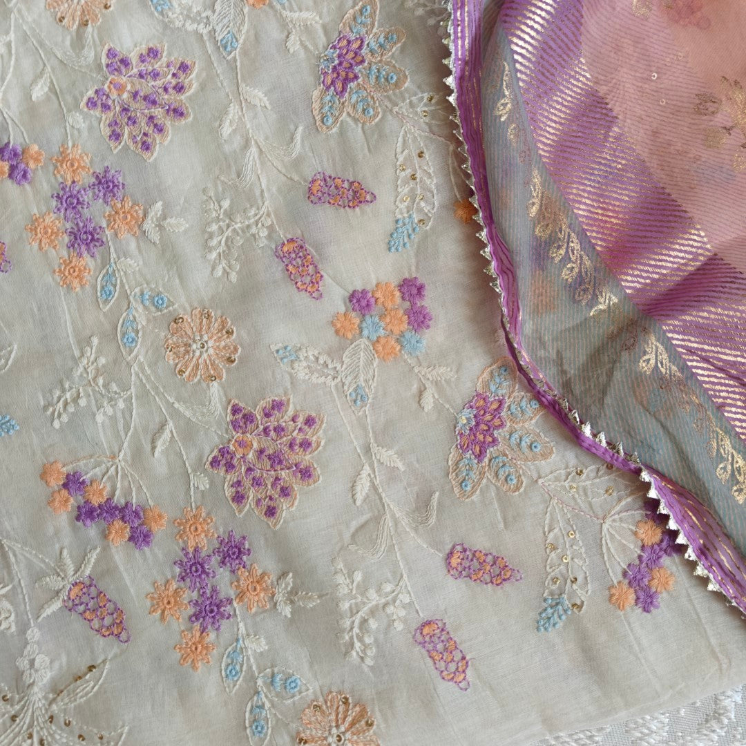 Embroidered Pure Maheshwari Designer Dress material