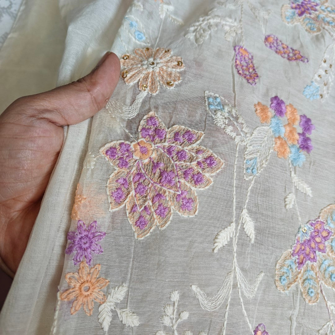 Embroidered Pure Maheshwari Designer Dress material