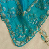 Pure Maheshwari kurta with Blue cotton patchwork dupatta- 2Pcs set