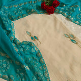 Pure Maheshwari kurta with Blue cotton patchwork dupatta- 2Pcs set