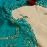 Pure Maheshwari kurta with Blue cotton patchwork dupatta- 2Pcs set