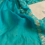 Pure Maheshwari kurta with Blue cotton patchwork dupatta- 2Pcs set