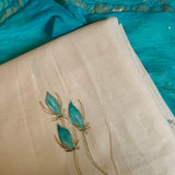 Pure Maheshwari kurta with Blue cotton patchwork dupatta- 2Pcs set