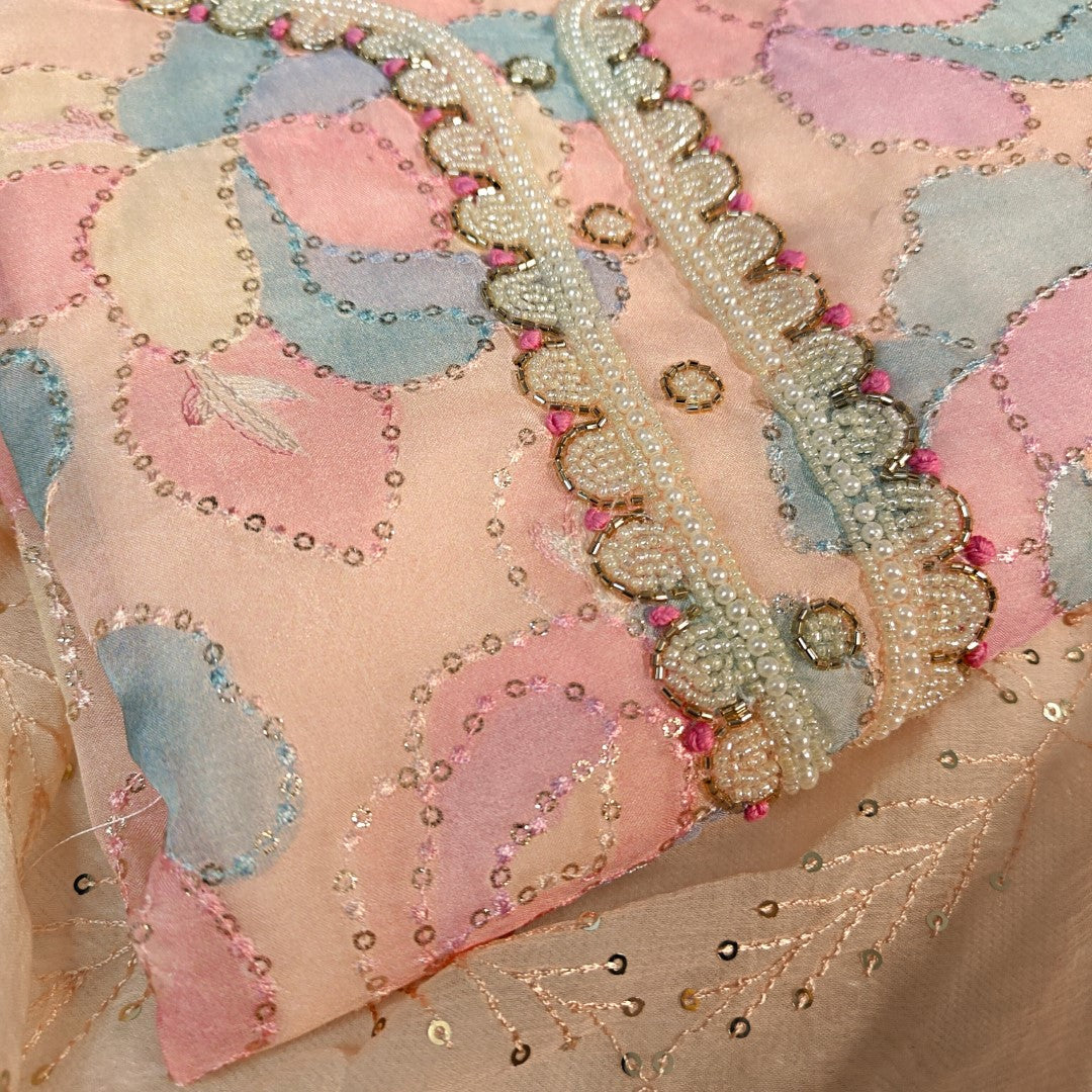 Peach colorful dress material