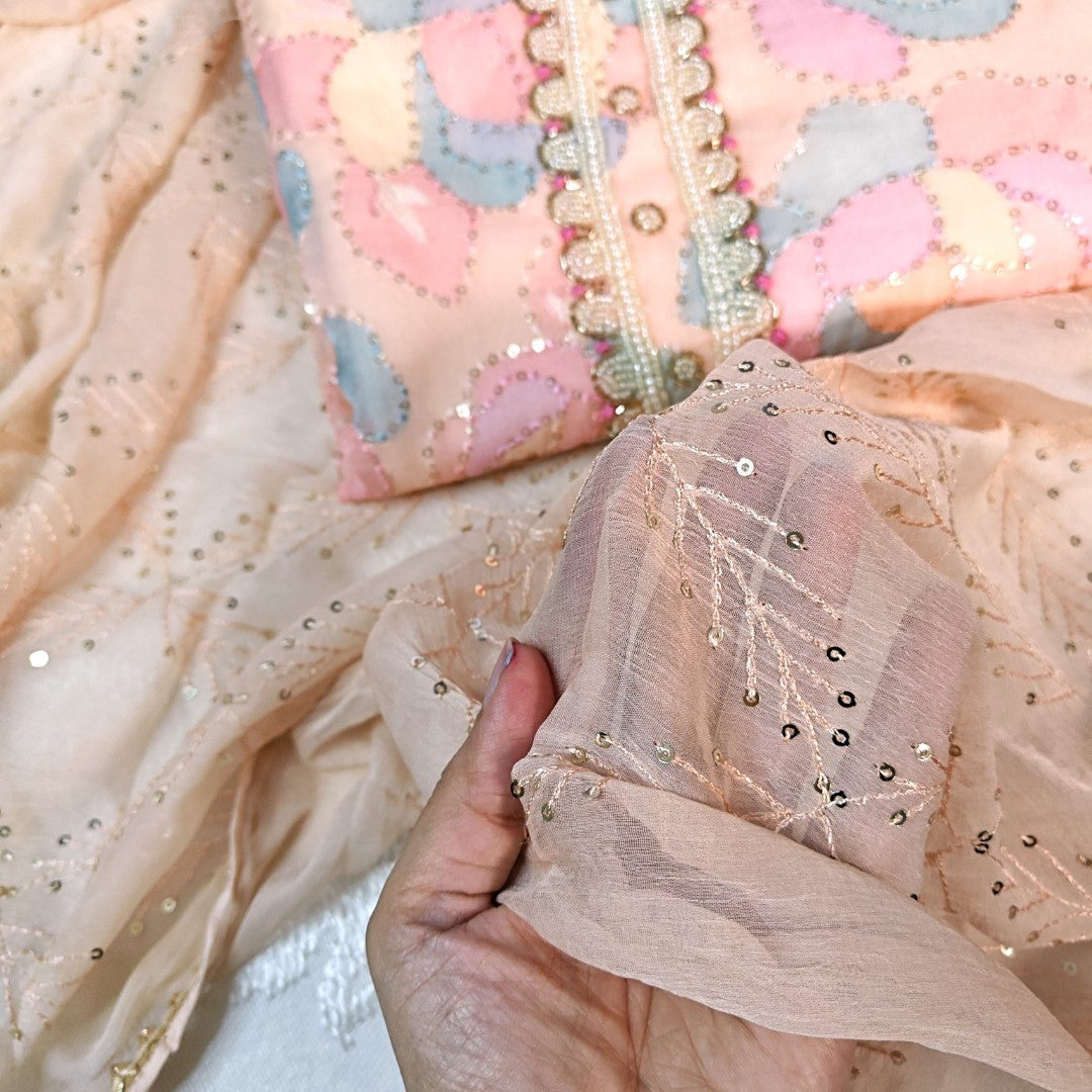 Peach colorful dress material