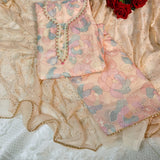 Peach colorful dress material