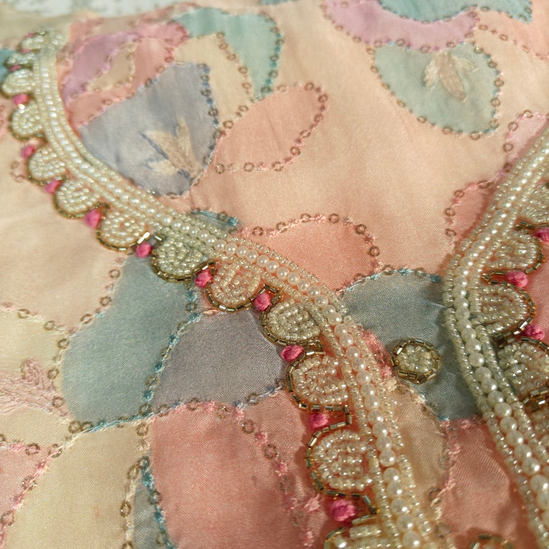 Peach colorful dress material