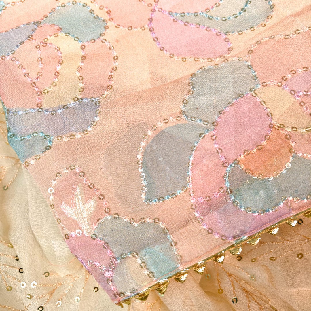 Peach colorful dress material