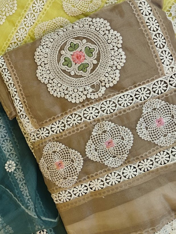 Tissue Dress material with embroidery