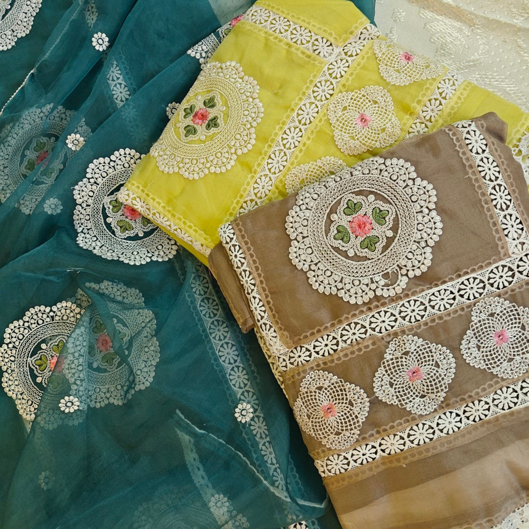 Tissue Dress material with embroidery