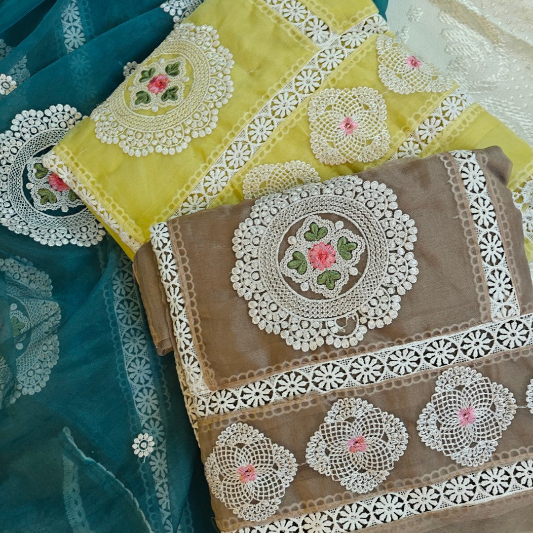 Tissue Dress material with embroidery