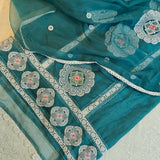 Tissue Dress material with embroidery