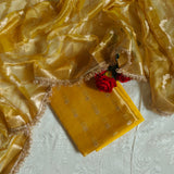 Yellow Pure Silk Tissue Banarasi Suits