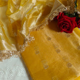 Yellow Pure Silk Tissue Banarasi Suits