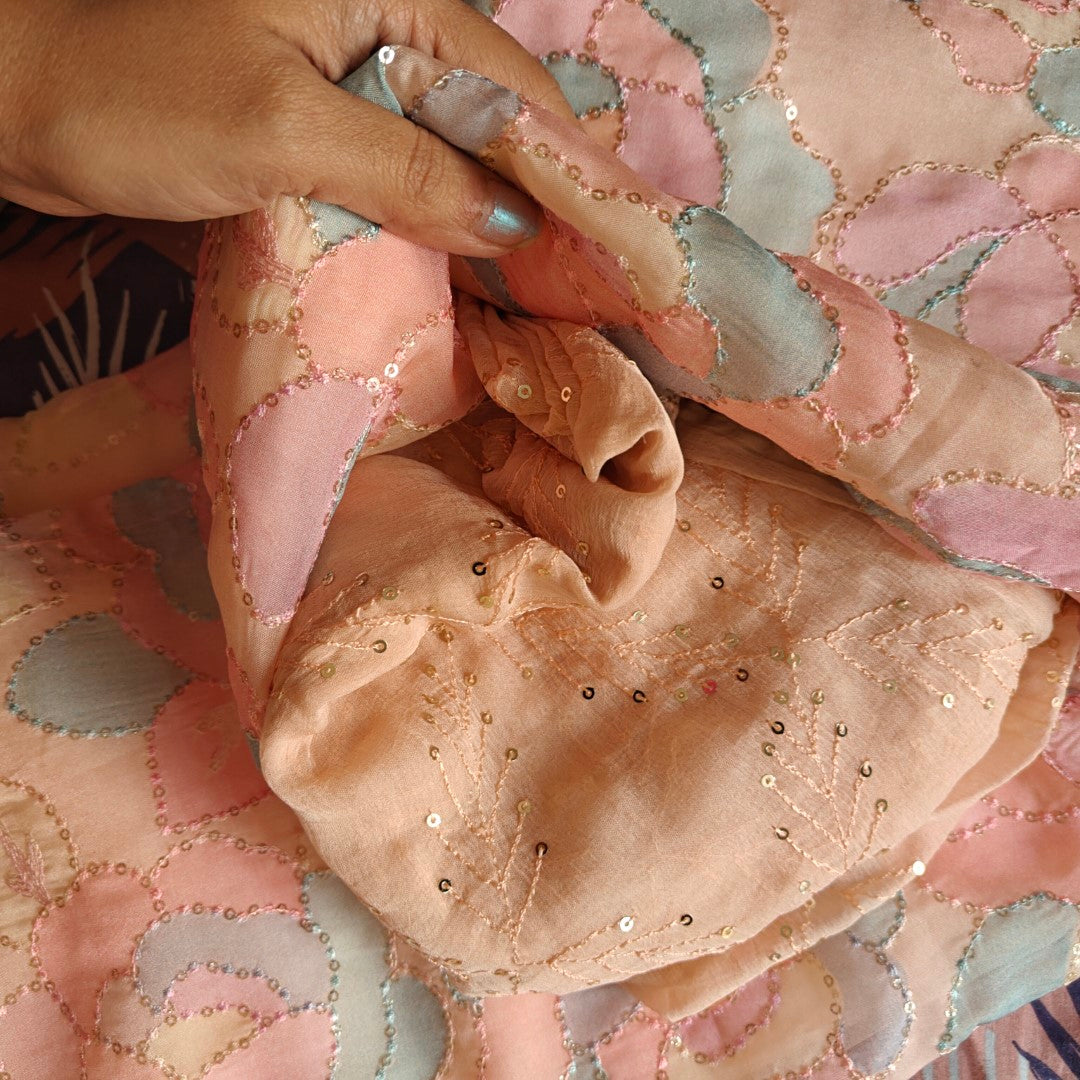 Peach colorful dress material